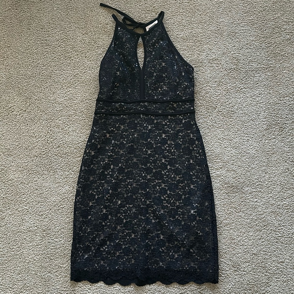 Nightway Short Black Lace Dress